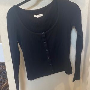 Madewell black ribbed button up shirt